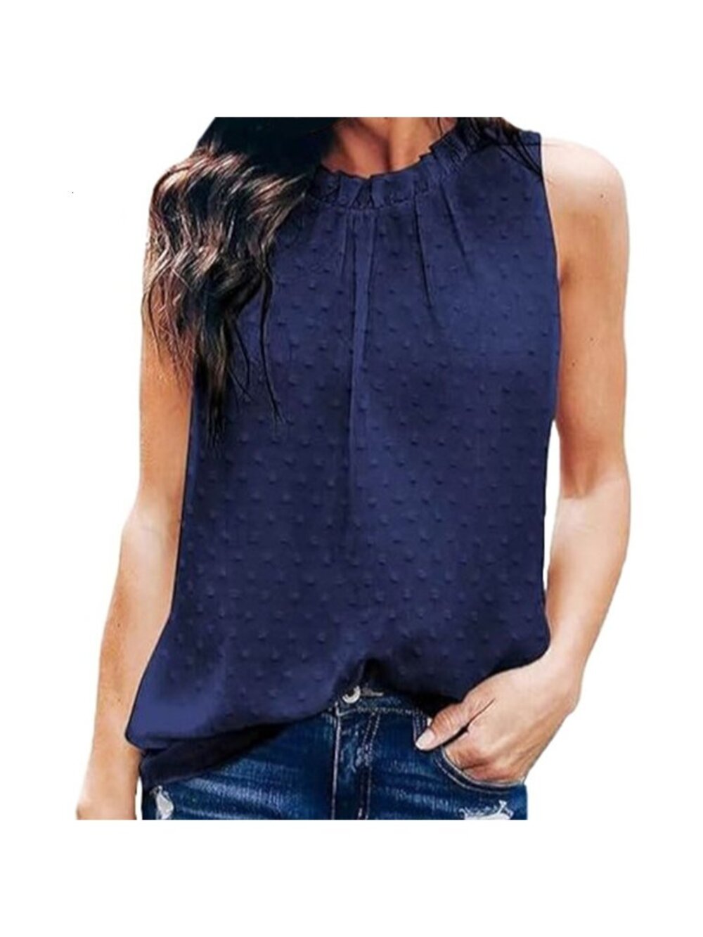 Womens Casual Sleeveless Shirts Halter Neck Royal Blue Tank Top Small
